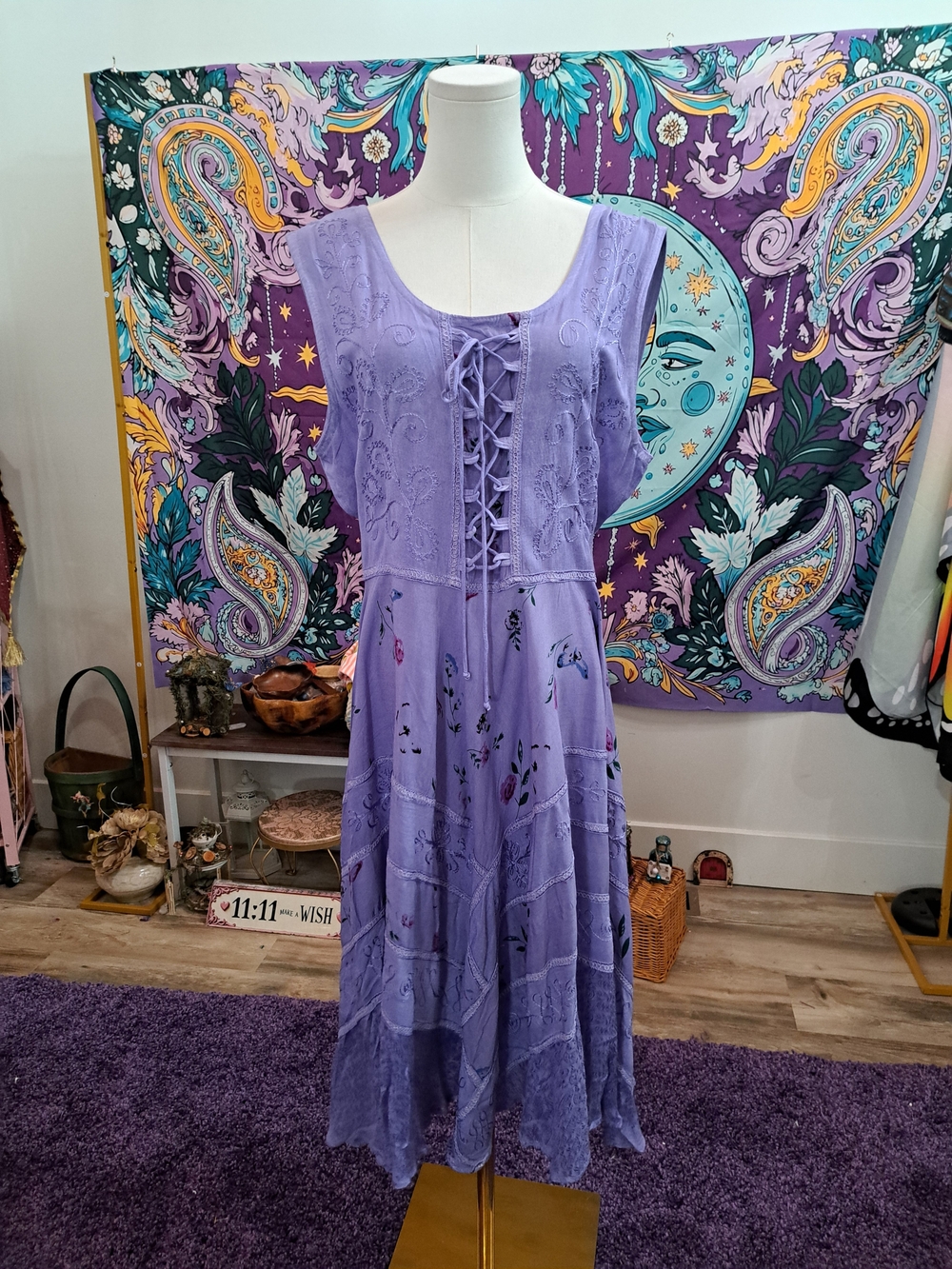 Lilac Garden Fairy Lace-Up Dress • L/XL • NWT